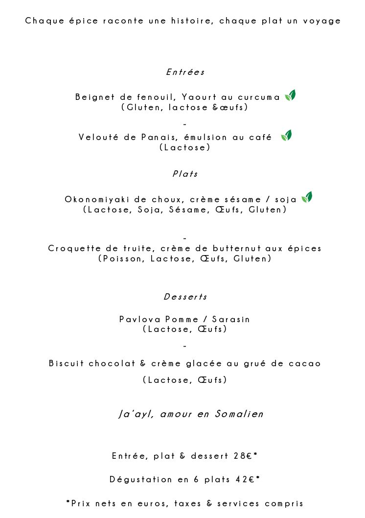 Menu déjeuner