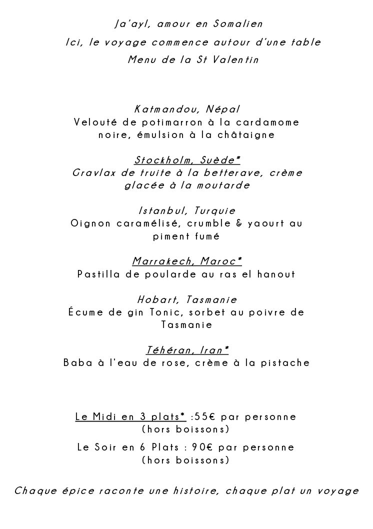Menu St Valentin