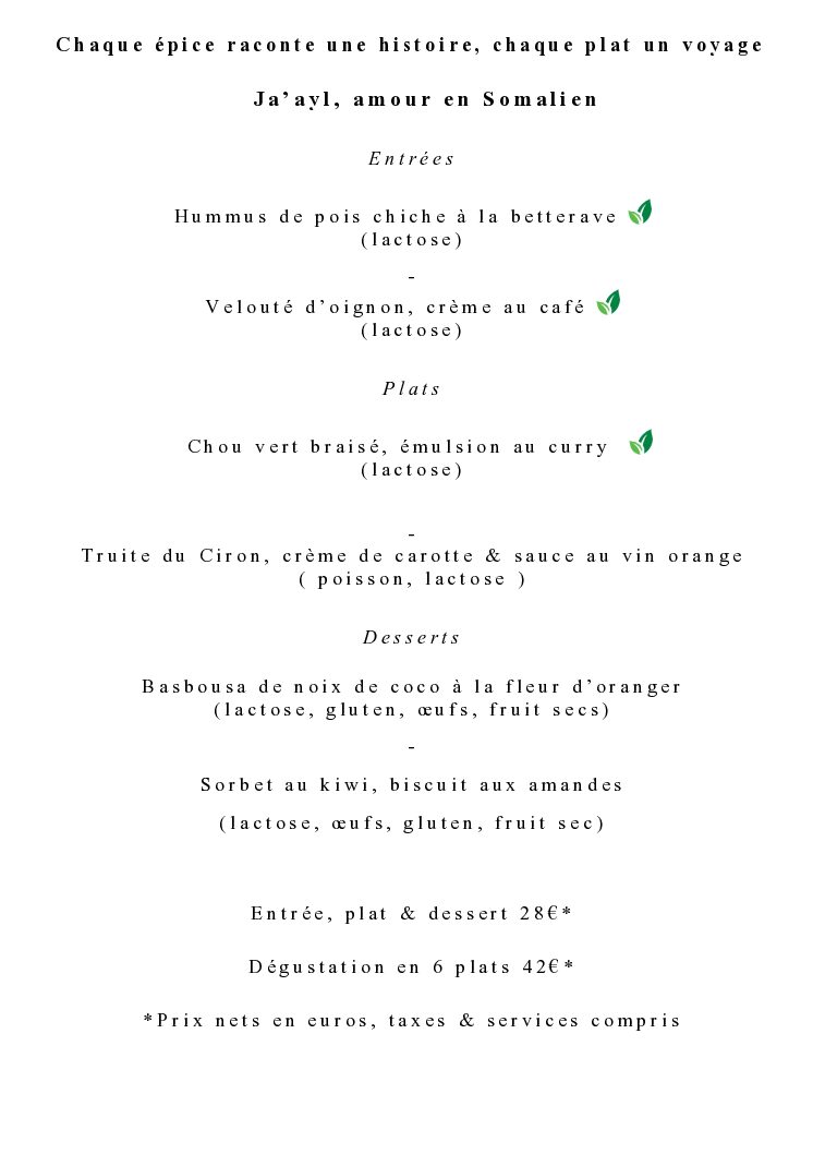 Menu déjeuner