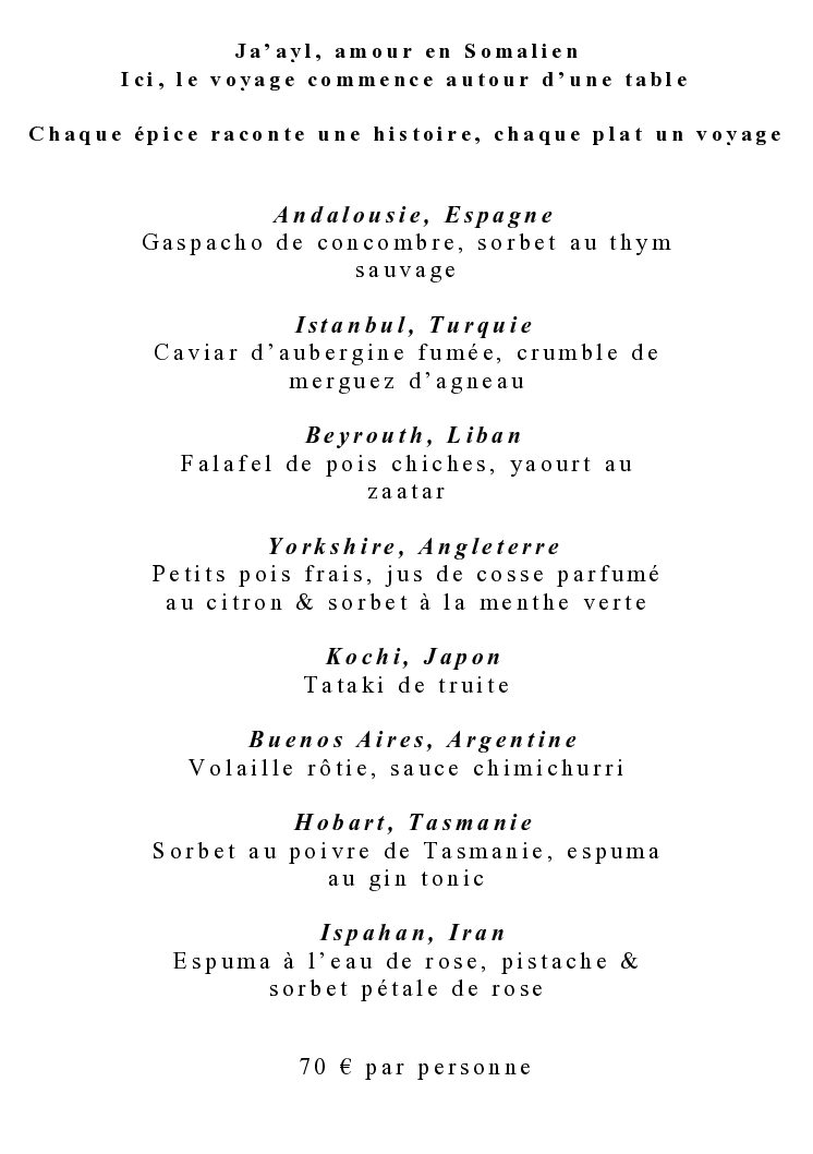 Menu dégustation Site