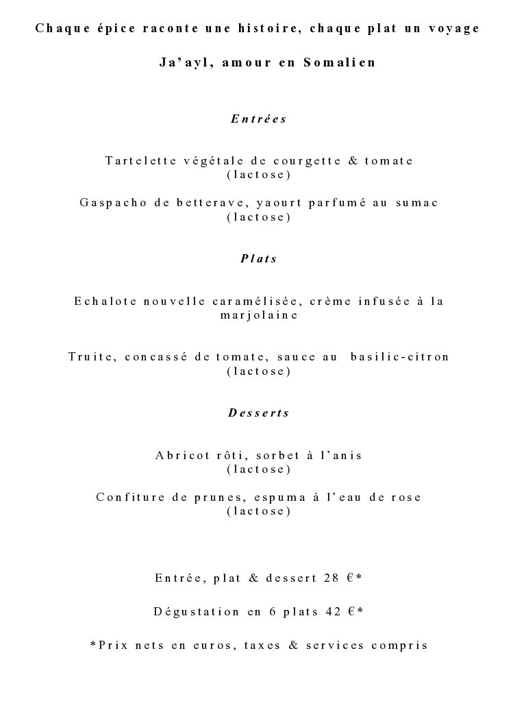 Menu déjeuner