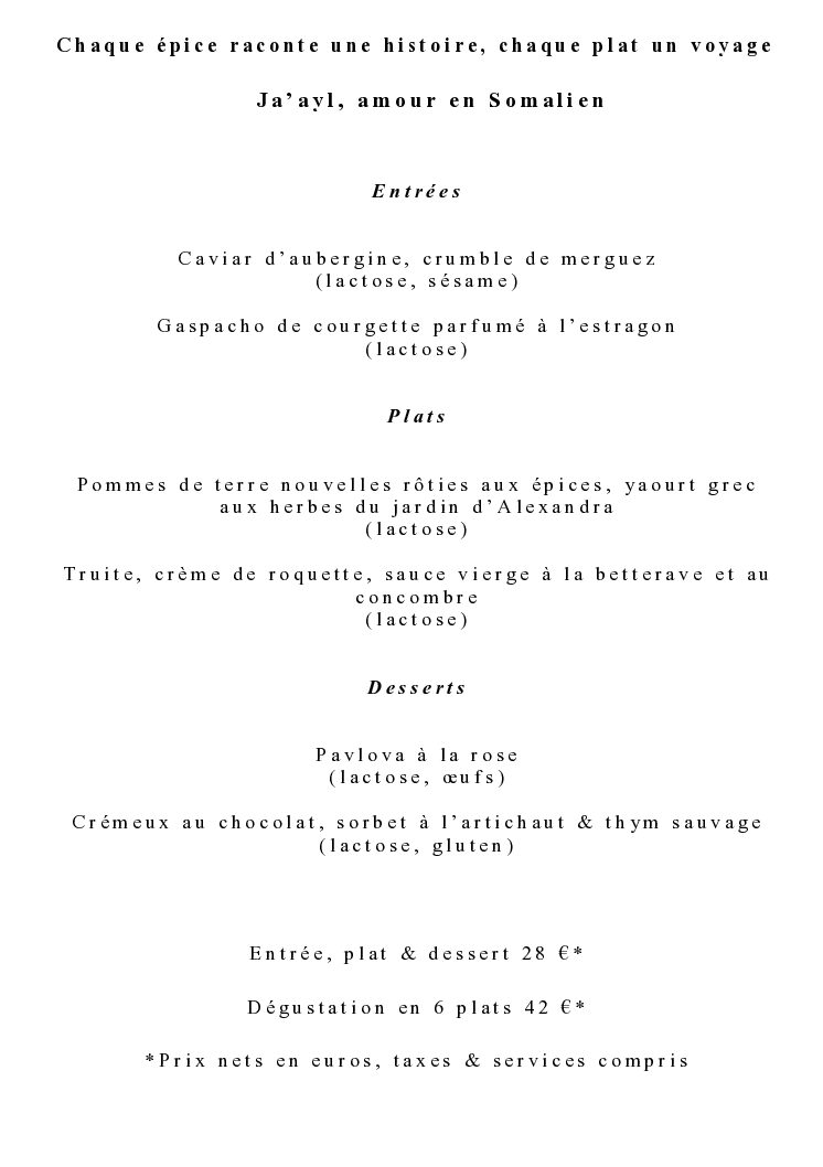 Menu déjeuner