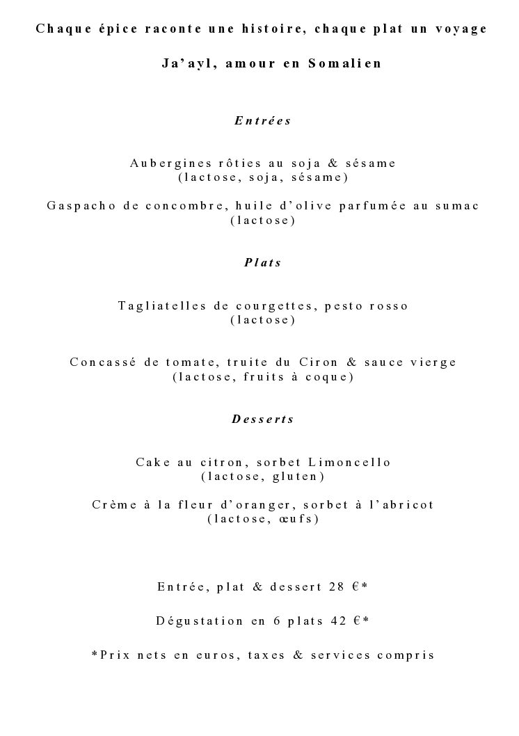 Menu déjeuner