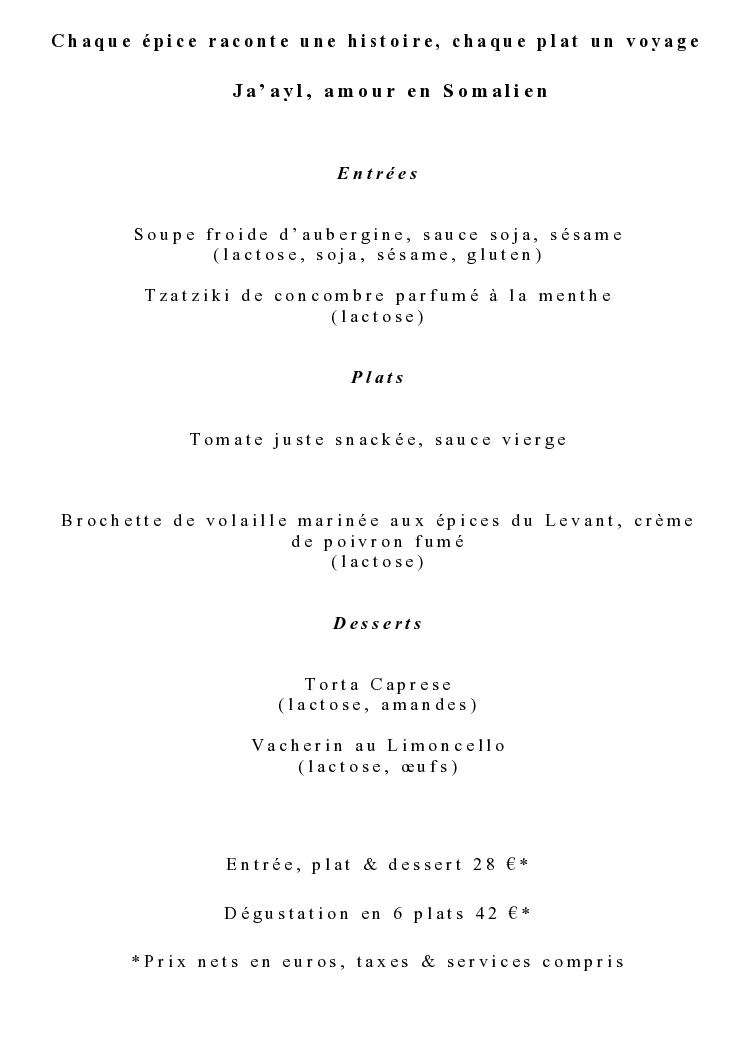 Menu déjeuner