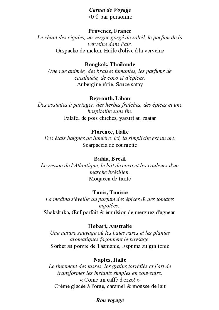 Menu dégustation X
