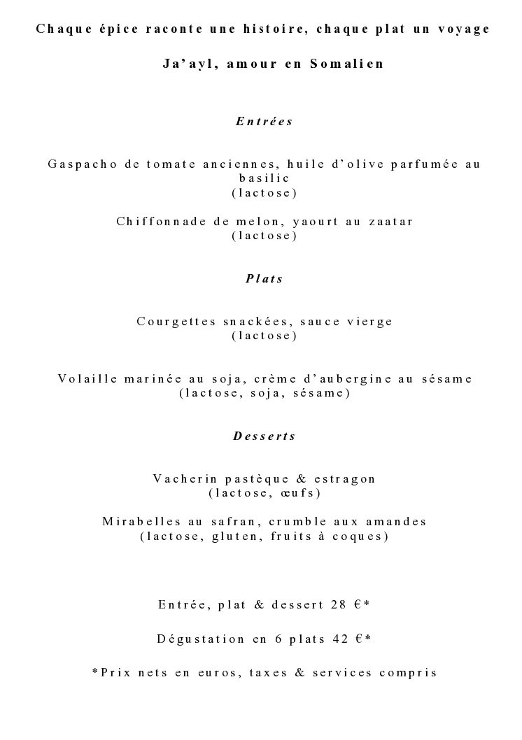 Menu déjeuner