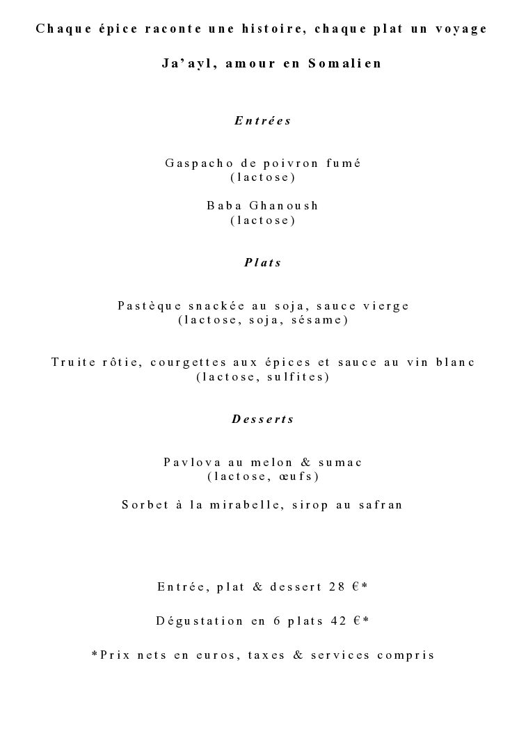 Menu déjeuner