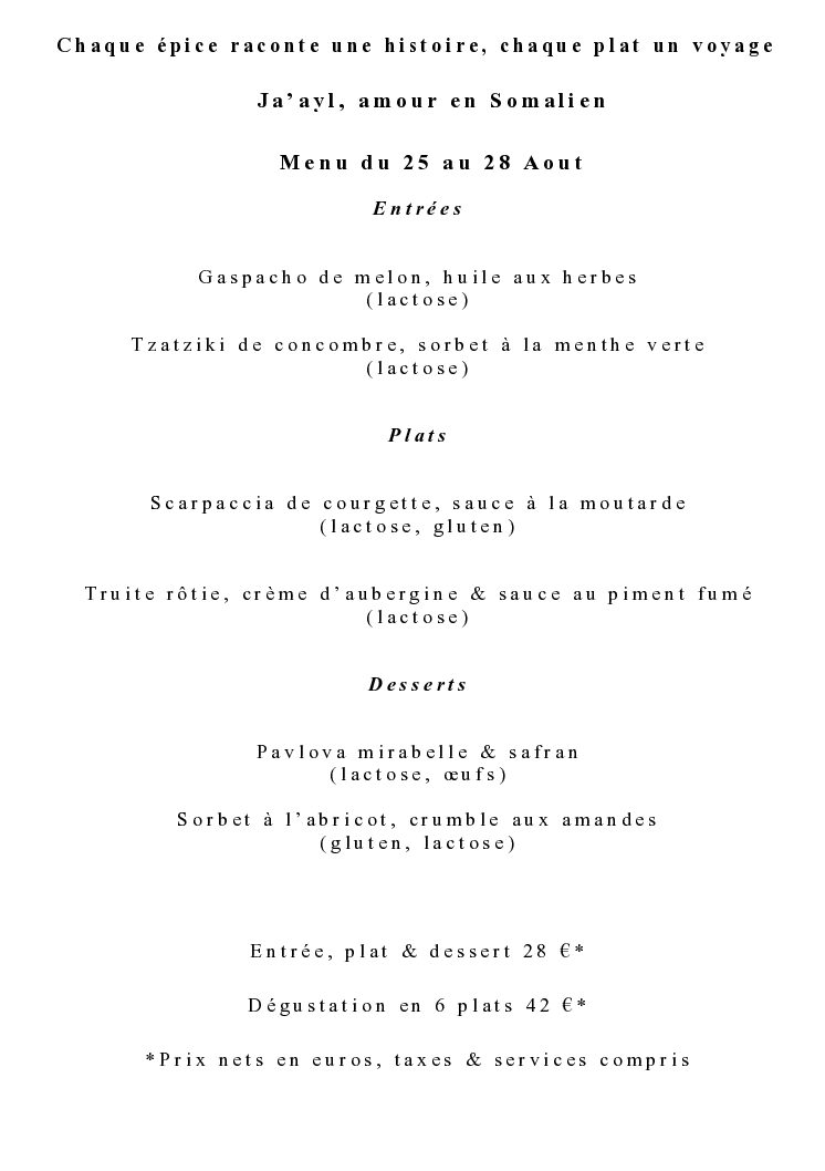 Menu déjeuner