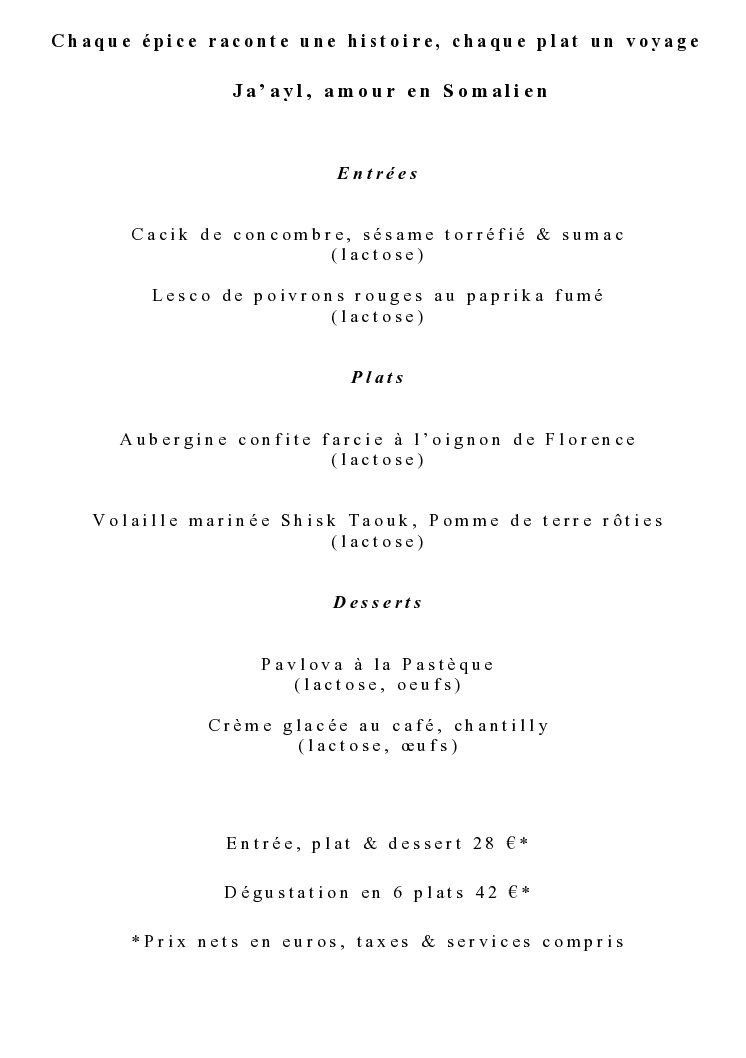 Menu déjeuner