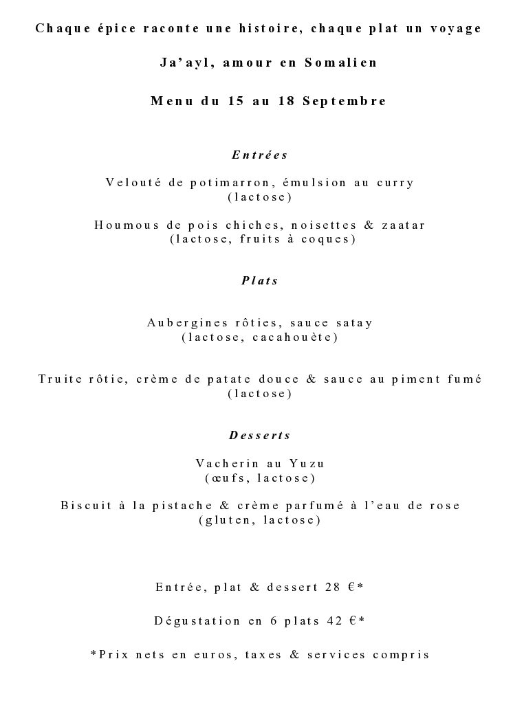 Menu déjeuner
