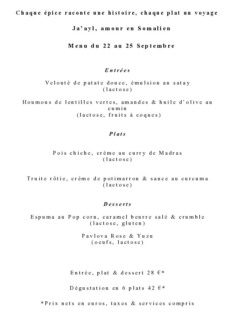 Menu déjeuner