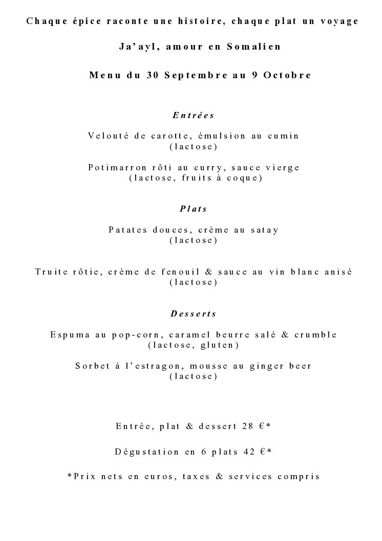 Menu déjeuner