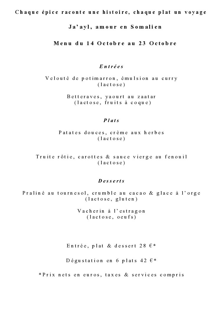 Menu déjeuner